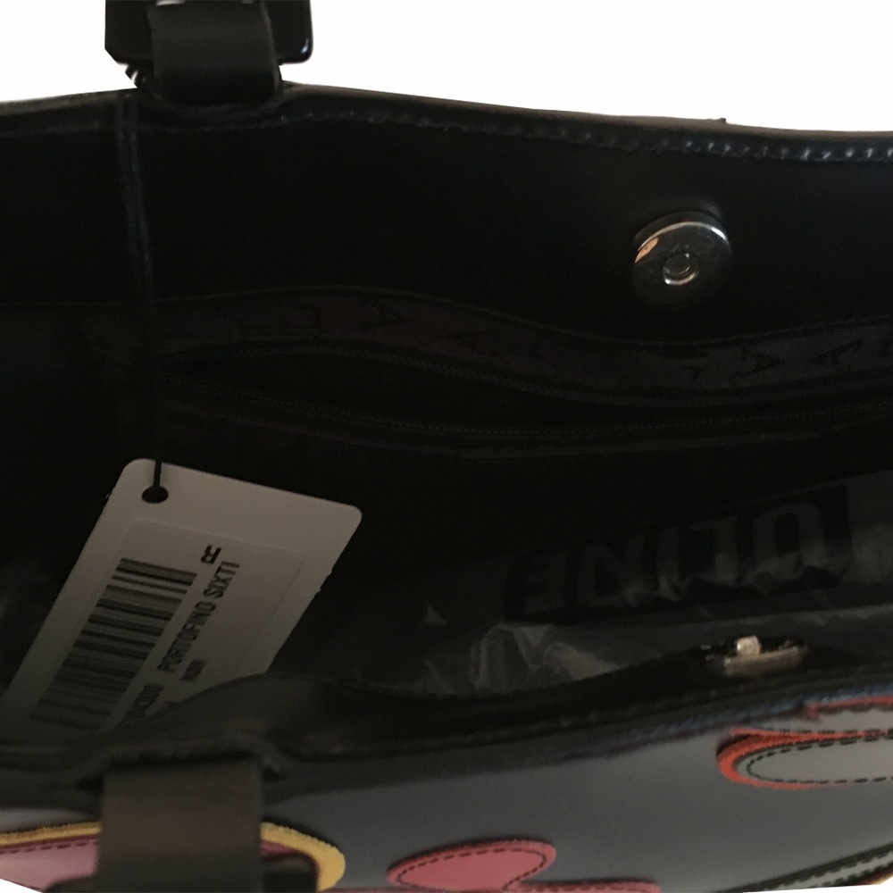 NWT - Floral handbag with black patent leather han - Picture 4 of 8